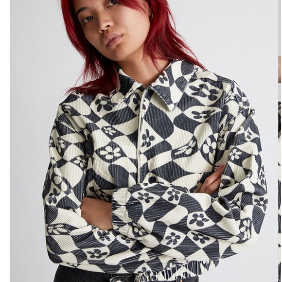 0055 PacSun Warped Floral Cropped Jacket sz M - Picture 2 of 6